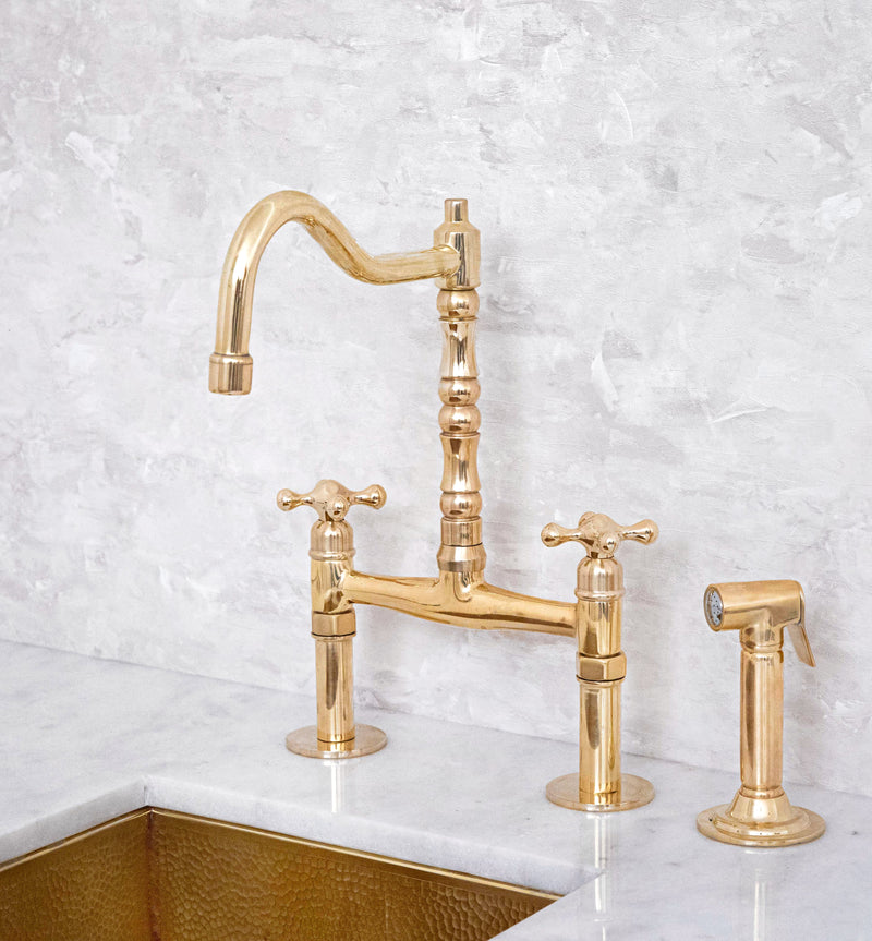 Timeless Unlacquered Brass Bridge Faucet for Classic Elegance - BRASSMA