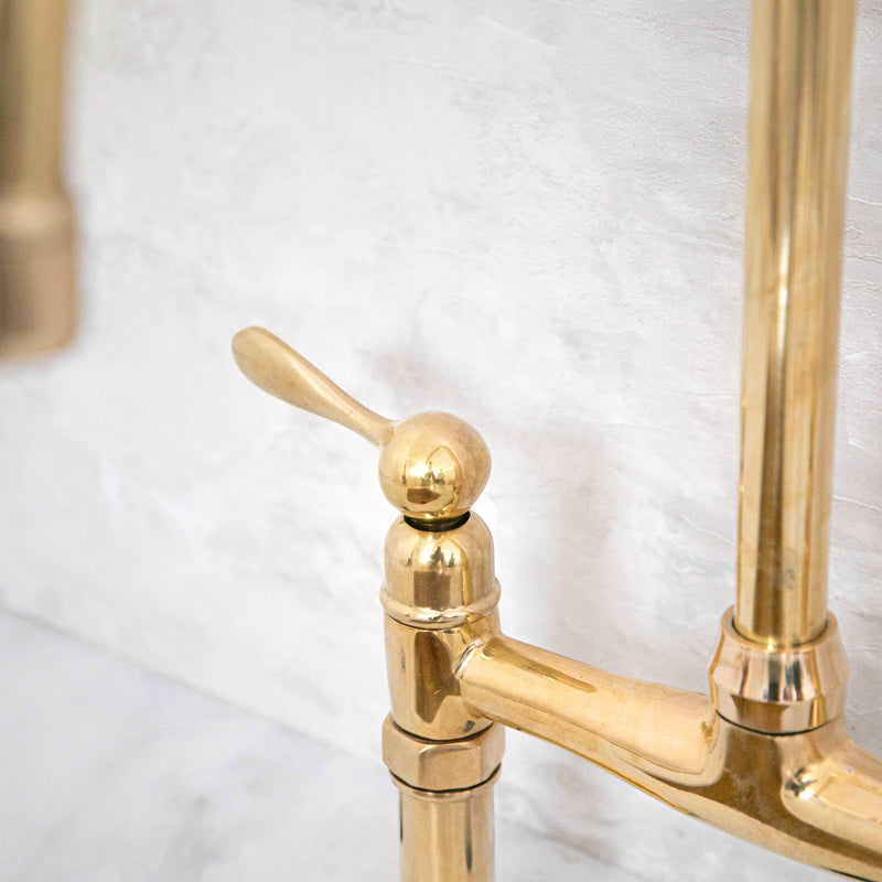 Elegant Unlacquered Brass Bridge-Style Kitchen Faucet - BRASSMA