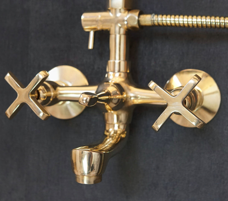 Unlacquered Brass Shower System With Tube Filler - BRASSMA