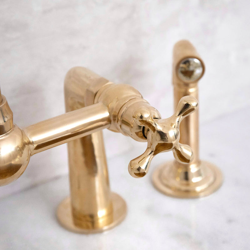 Elegant Brass Bridge-Style Kitchen Faucet - BRASSMA