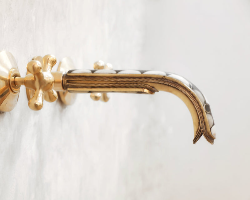 Handcrafted Wood & Brass Wall Mounted Faucet - BRASSMA