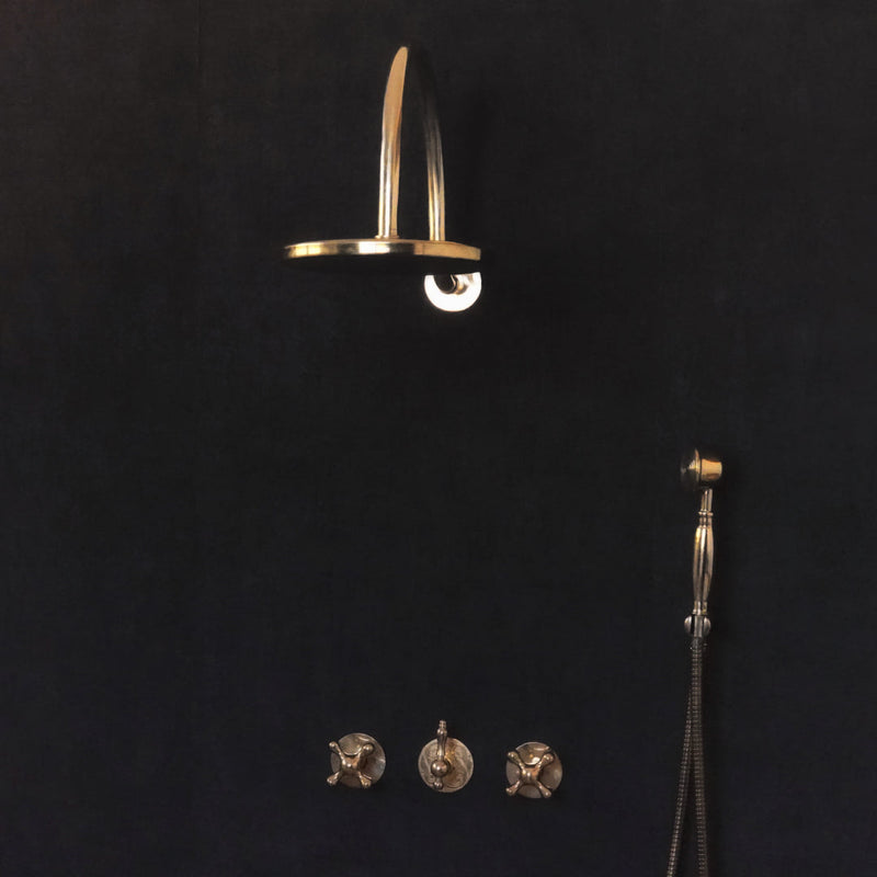 Maui Brass Rainfall Shower - Unlacquered Brass Shower Set - BRASSMA