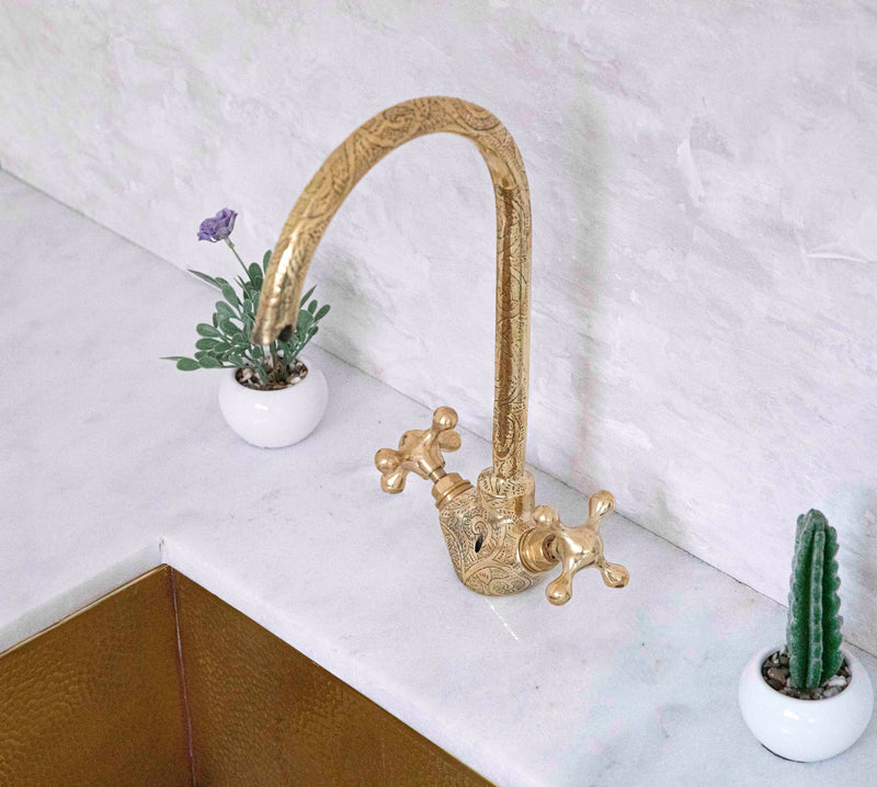 Handcrafted Brass Gooseneck Faucet - BRASSMA