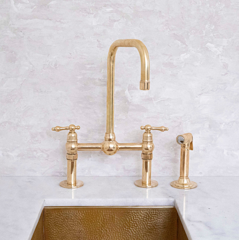 Elegant Seven-Function Brass Bridge Faucet - BRASSMA