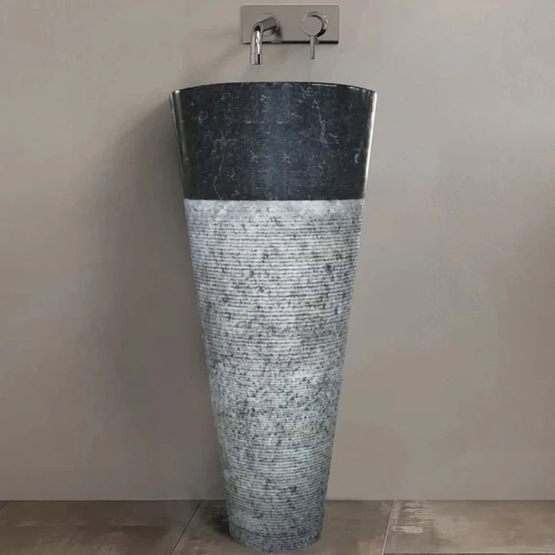 Black Marble Pedestal Conical Shaped Natural Stone Sink NTRSTC46 bathroom scene