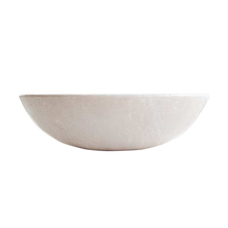 Botticino Marble Natural Stone Oval Shape Honed Vessel Sink CM-B-002-C side view