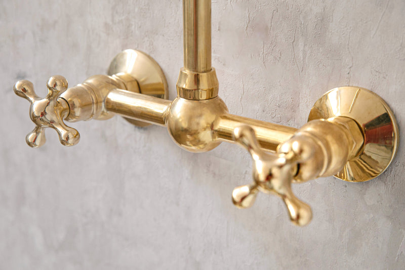 Elegant Unlacquered Brass Gooseneck Wall-Mounted Faucet - BRASSMA