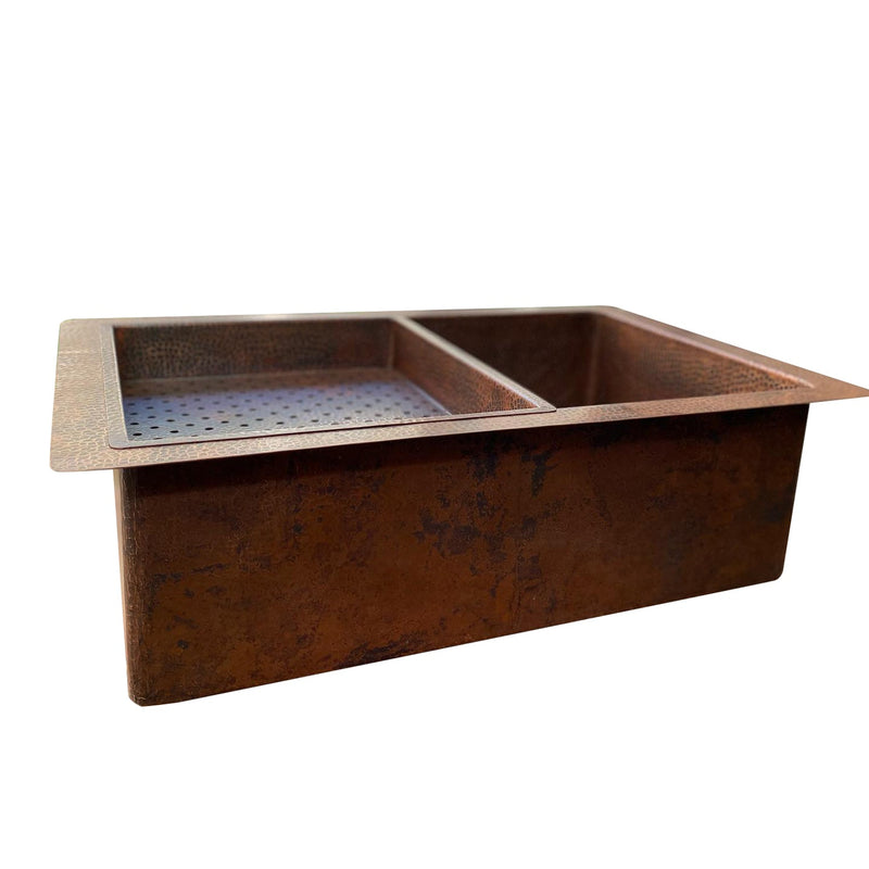 Single Bowl Undermount Farmhouse Kitchen Sink-Arlo - Aged Copper