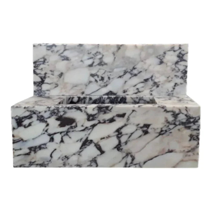 Calacatta Viola Marble Rectangular Wall-mount Bathroom Sink with 10" Backsplash (W)16" (L)32" (H)10"