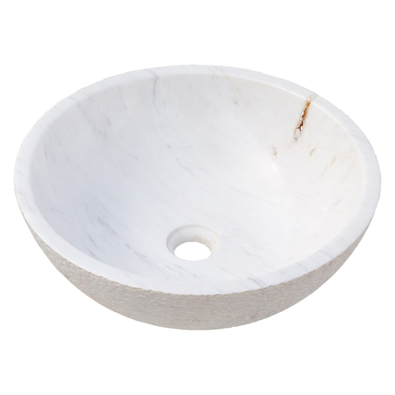 Gobek Natural Stone Calacatta White Marble Polished and Combed Vessel Sink