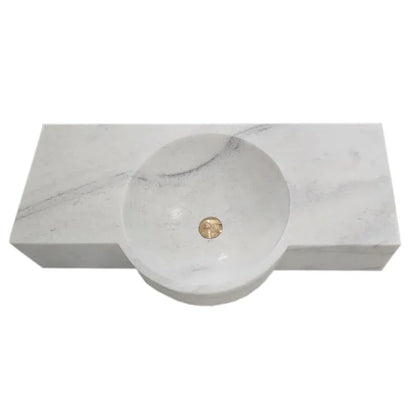 Carrara White Marble Above-vanity Wall-mount Bathroom Sink (W)16" (L)36" (H)5"