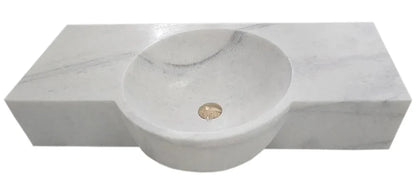 Carrara White Marble Above-vanity Wall-mount Bathroom Sink (W)16" (L)36" (H)5"