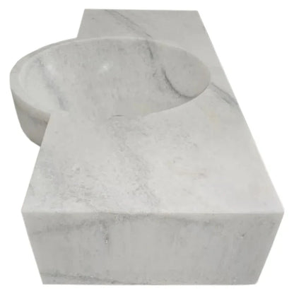 Carrara White Marble Above-vanity Wall-mount Bathroom Sink (W)16" (L)36" (H)5"