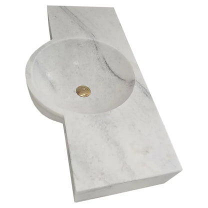 Carrara White Marble Above-vanity Wall-mount Bathroom Sink (W)16" (L)36" (H)5"