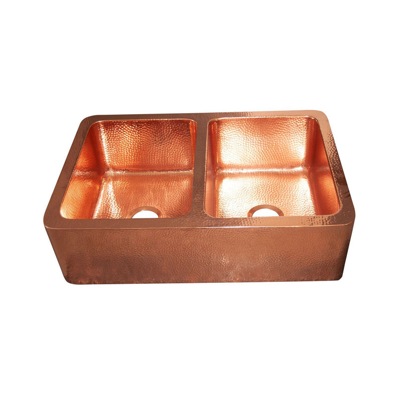 Double Bowl Copper Kitchen Sink Front Apron-Jett