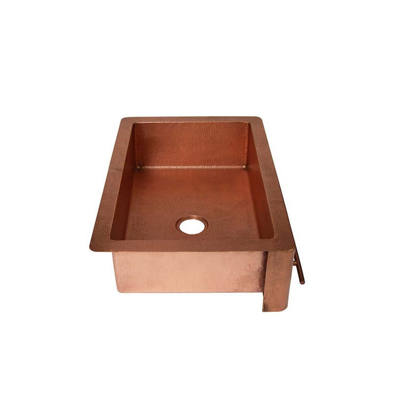 Copper Sink Hammered Front Apron With Towel Bar-Bryn