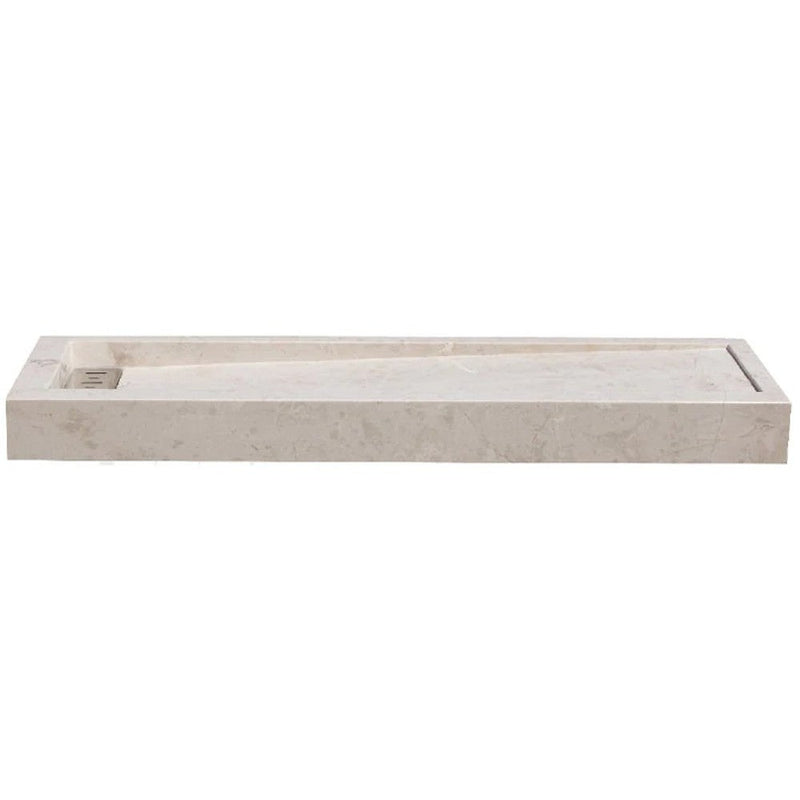 Cream royal marble rectangular shower base hand carved SKU-NTRSTC56 Product shot on white background