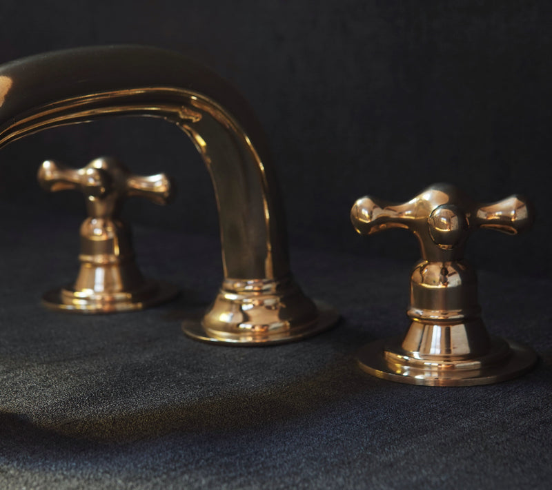 Unlacquered Brass Deck Mounted Faucet - 3 Holes Mounted Bath Faucet - BRASSMA