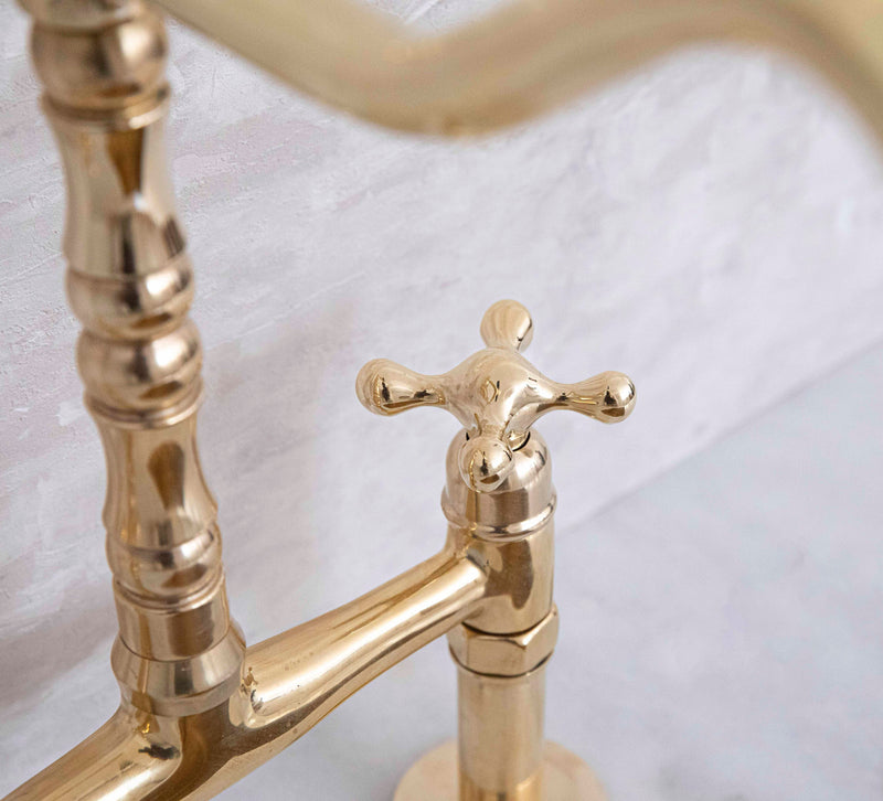 Timeless Unlacquered Brass Bridge Faucet for Classic Elegance - BRASSMA