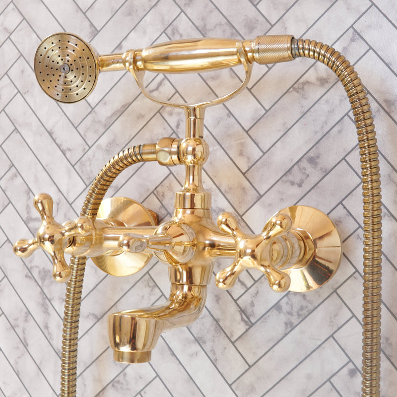 Handcrafted Unlacquered Brass Freestanding Bath Tub Filler - BRASSMA