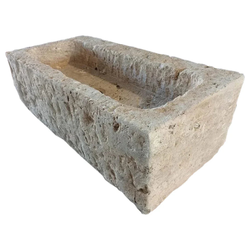 Ephesus Light Travertine Rustic Old-world Look Wall-mount Outdoor Sink (W)18" (L)28" (H)8"