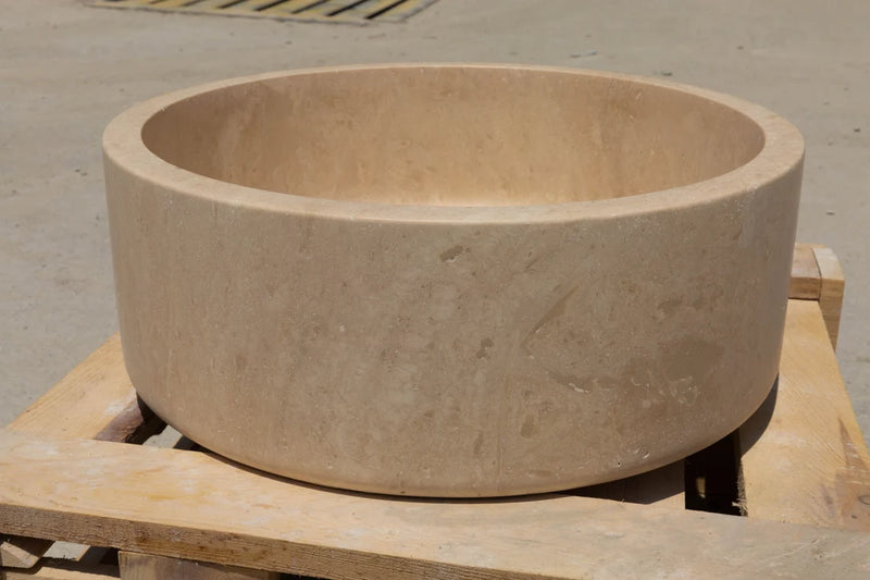 Gobek Beige Classic Travertine Natural Stone Vessel Sink 20020029 product shot