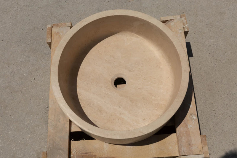 Gobek Beige Classic Travertine Natural Stone Vessel Sink 20020029 product shot