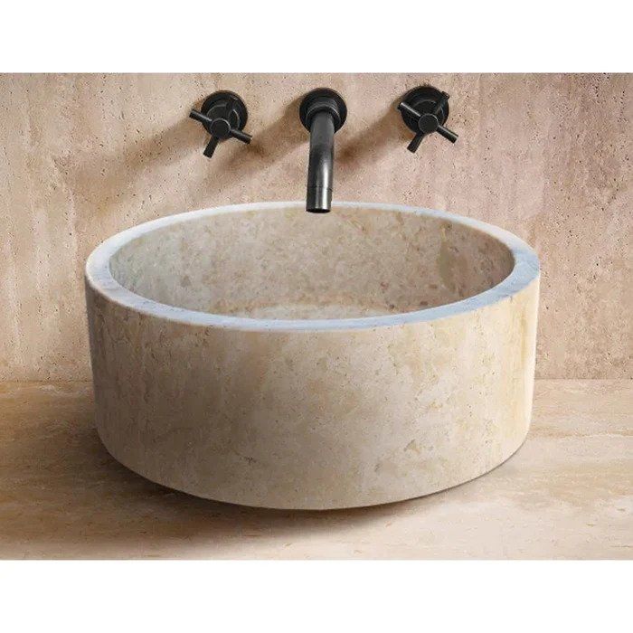 Gobek Beige Travertine Honed Vessel Sink