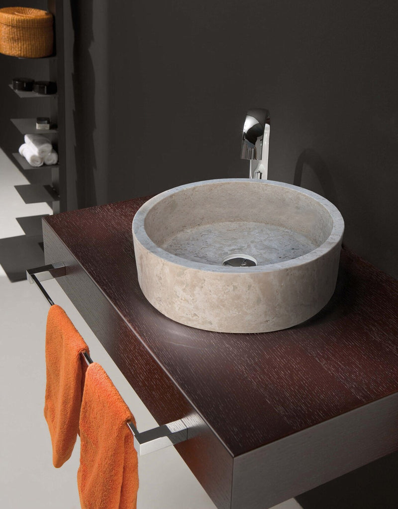 Gobek Beige Travertine Honed Vessel Sink TMS06bathroom scene