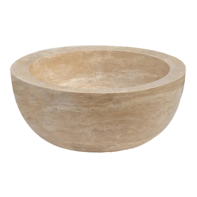 Gobek Beige Travertine Natural Stone Honed Sloped Sink YEDSIM12 side view