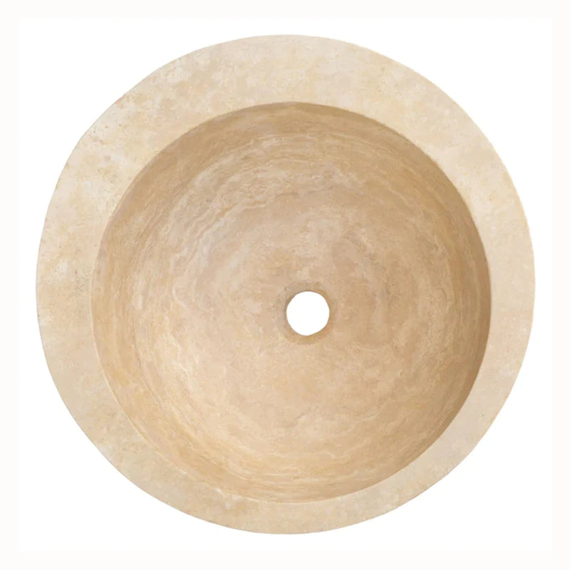 Gobek Beige Travertine Natural Stone Honed Sloped Sink YEDSIM12 top view