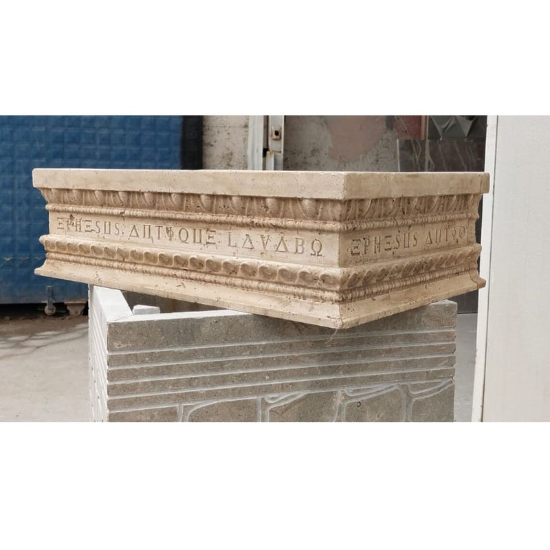 Gobek Beige Travertine Natural Stone Rectangular Special Ephesus Design Sink BTRS03  product shot