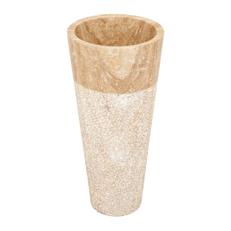 Gobek Beige Travertine Pedestal Conical Shaped Natural Stone Sink NSBTPS01 product shot