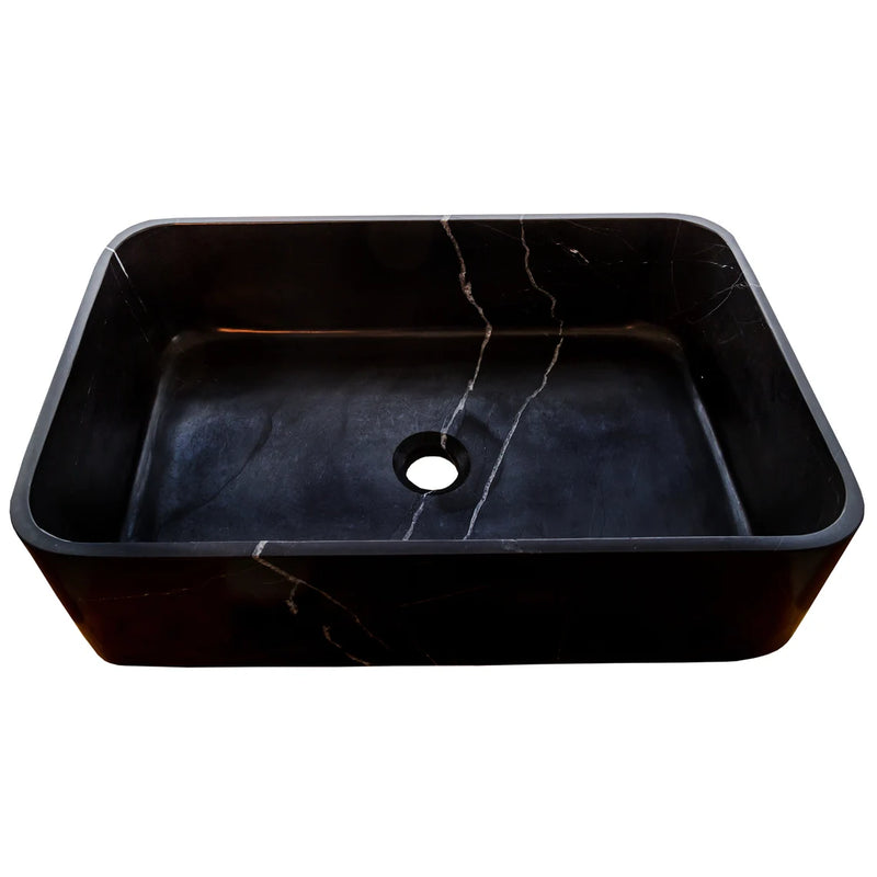 Gobek Black Marble Farmhouse Rectangular Polished Sink NTRVS11 product shot