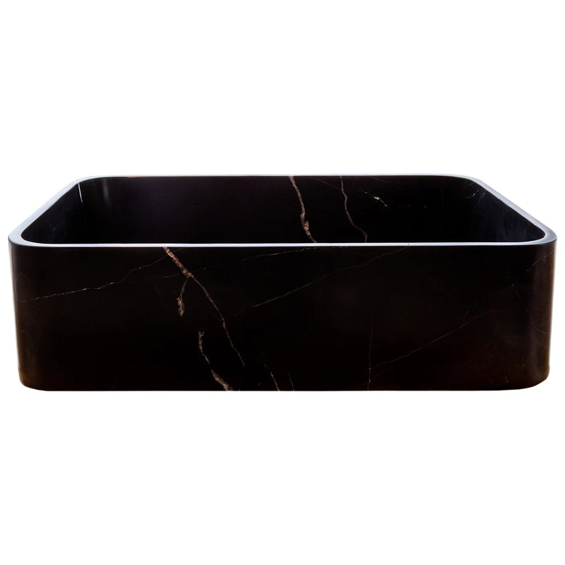 Gobek Black Marble Farmhouse Rectangular Polished Sink NTRVS11 product shot