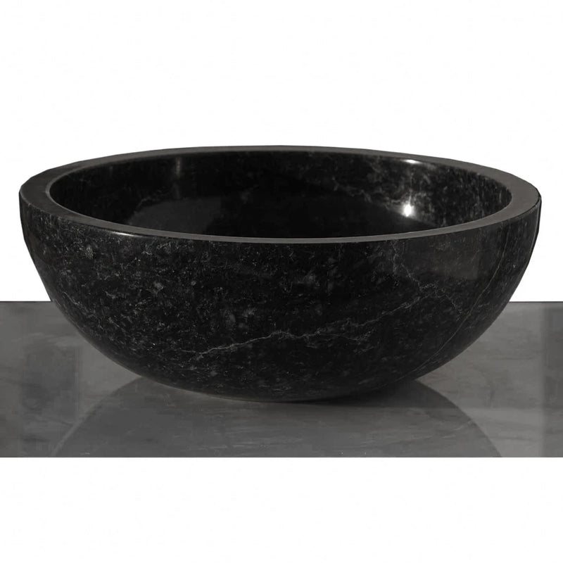 Gobek Black Marble Natural Stone Polished Vessel Sink 20020032 side view