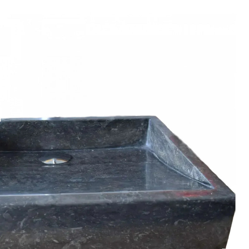 Gobek-Black-Marble-Natural-Stone-Rectangular-Sink-ETBMRS01- front view