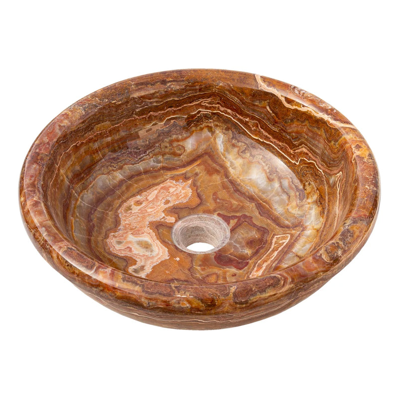 Gobek Brown Onyx Translucent Natural Stone Drop-in Vessel Sink EGEBOXP166 product shot