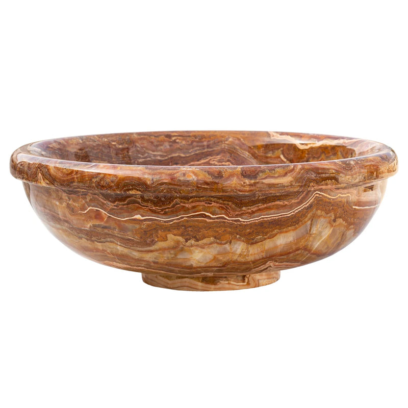 Gobek Brown Onyx Translucent Natural Stone Drop-in Vessel Sink EGEBOXP166 side view