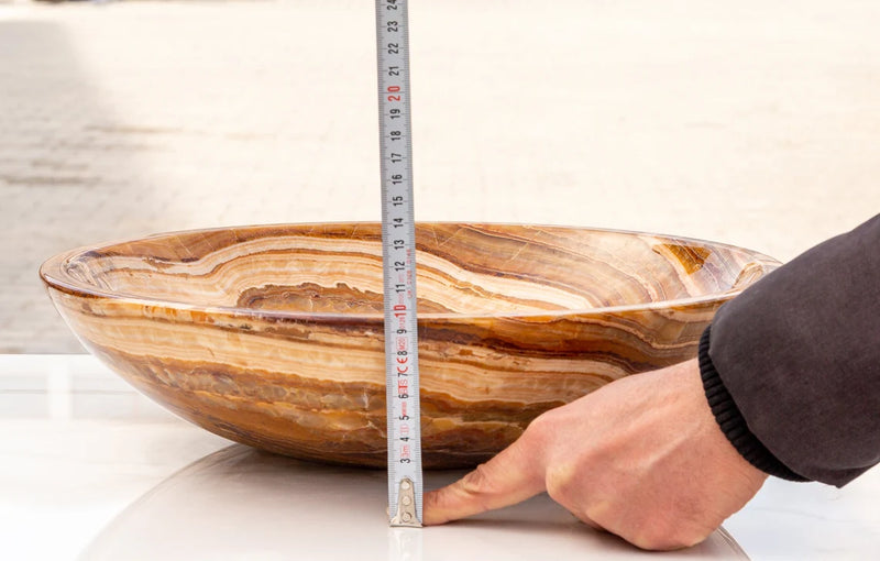 Gobek Brown Onyx Translucent Polished Natural Stone Vessel Bowl Sink