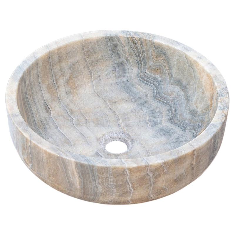 Gobek Bubble Grey Translucent Onyx Natural Stone Polished Vessel Sink TMS03 product shot