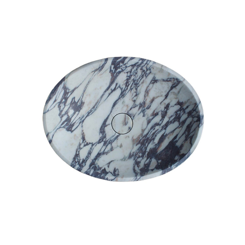 Gobek Calacatta Viola Marble Oval Shape Sink CVOMS01 top view