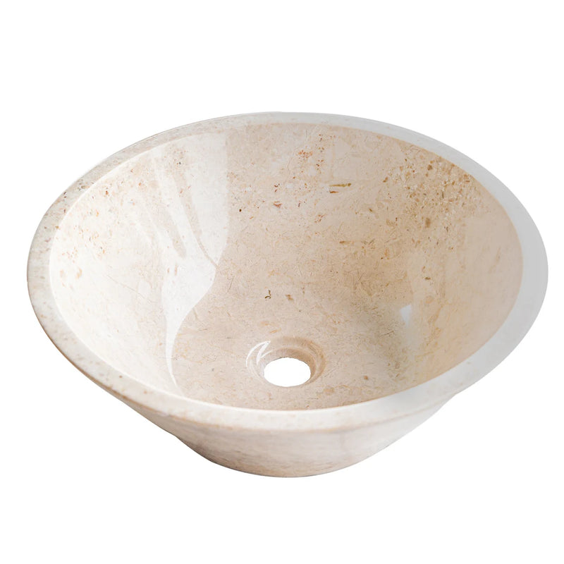 Gobek Cappuccino Beige Marble V-Shape Tapered Polished Sink CBMVTS15  product shot