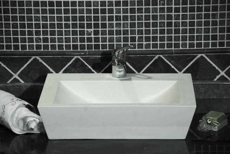 Gobek Classic Limestone Farmhouse Rectangular Sink 20020053 bathroom scene