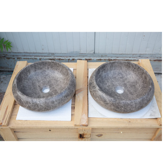 Gobek EQUAL Dark Emprador Marble Polished Vessel Sinks Set of 2 Sinks DRKEMPSET product shot