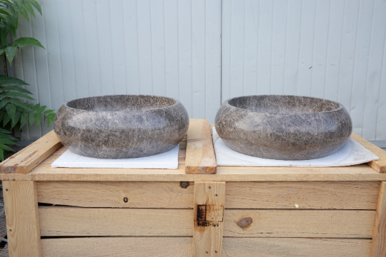 Gobek EQUAL Dark Emprador Marble Polished Vessel Sinks Set of 2 Sinks DRKEMPSET product shot