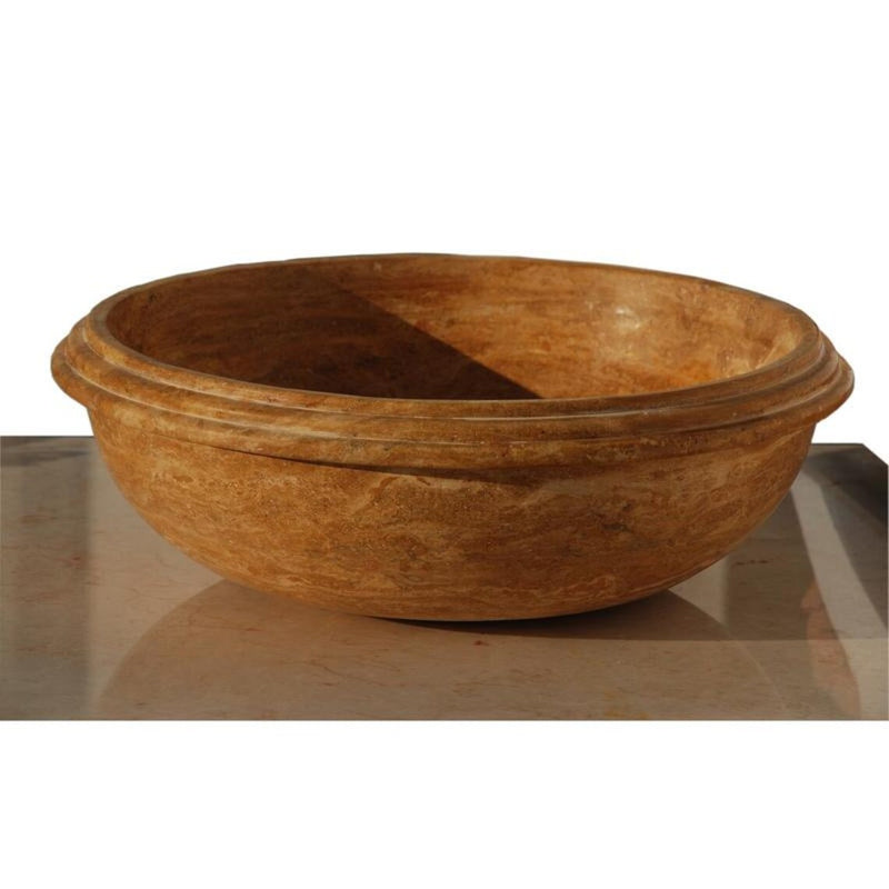 Gobek Gold Travertine Honed Natural Stone Vessel Sink 20020042 product shot