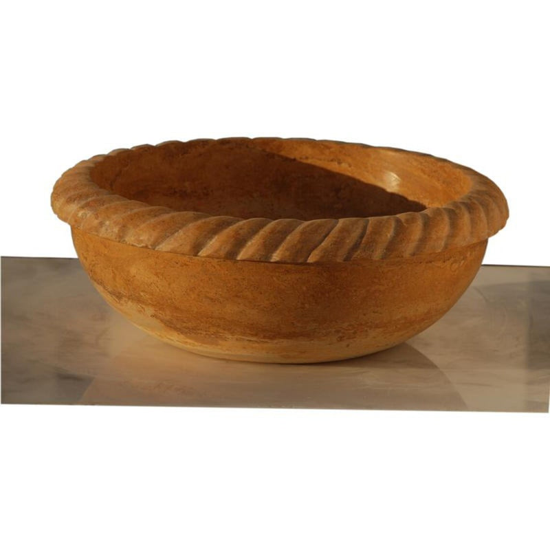 Gobek Gold Travertine Honed Patterned Edge Natural Stone Vessel Sink 20020039 product shot