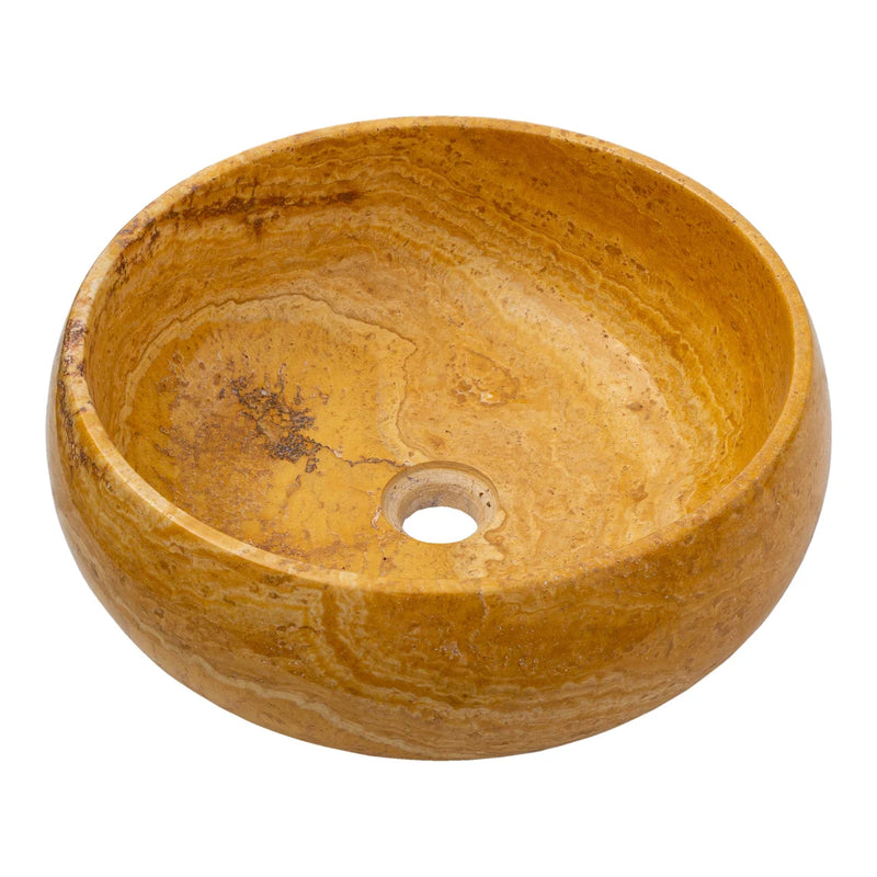 Gobek Golden Sienna Travertine Polished Natural Stone Vessel Sink EGEGSTR1673 product shot