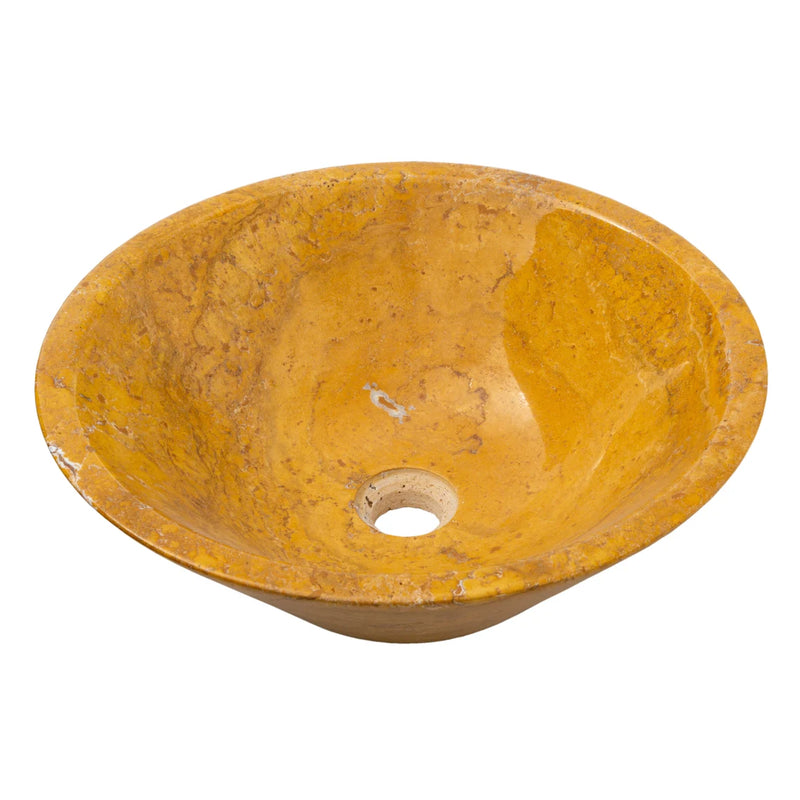 Gobek Golden Sienna Travertine V-Shape Polished Tapered Sink EGEGSTPO165 product view